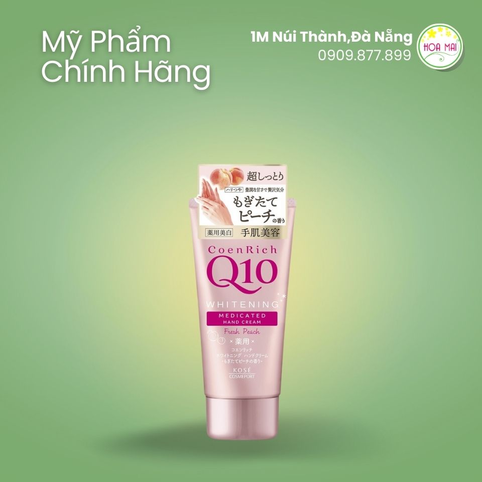 Kem dưỡng da tay KOSE co-enrich Q10 medical use whitening hand cream peach  80g