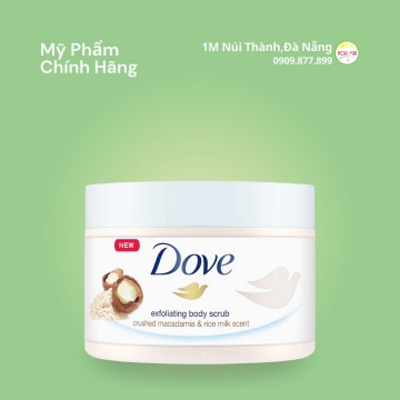 @Tẩy da chết Dove Exfoliating Body Scrub Macadamia & Rice Milk 225ml